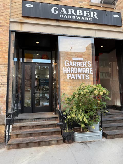 Garber Hardware storefront at 710 Greenwich St, West Village — home of the Flooded service station